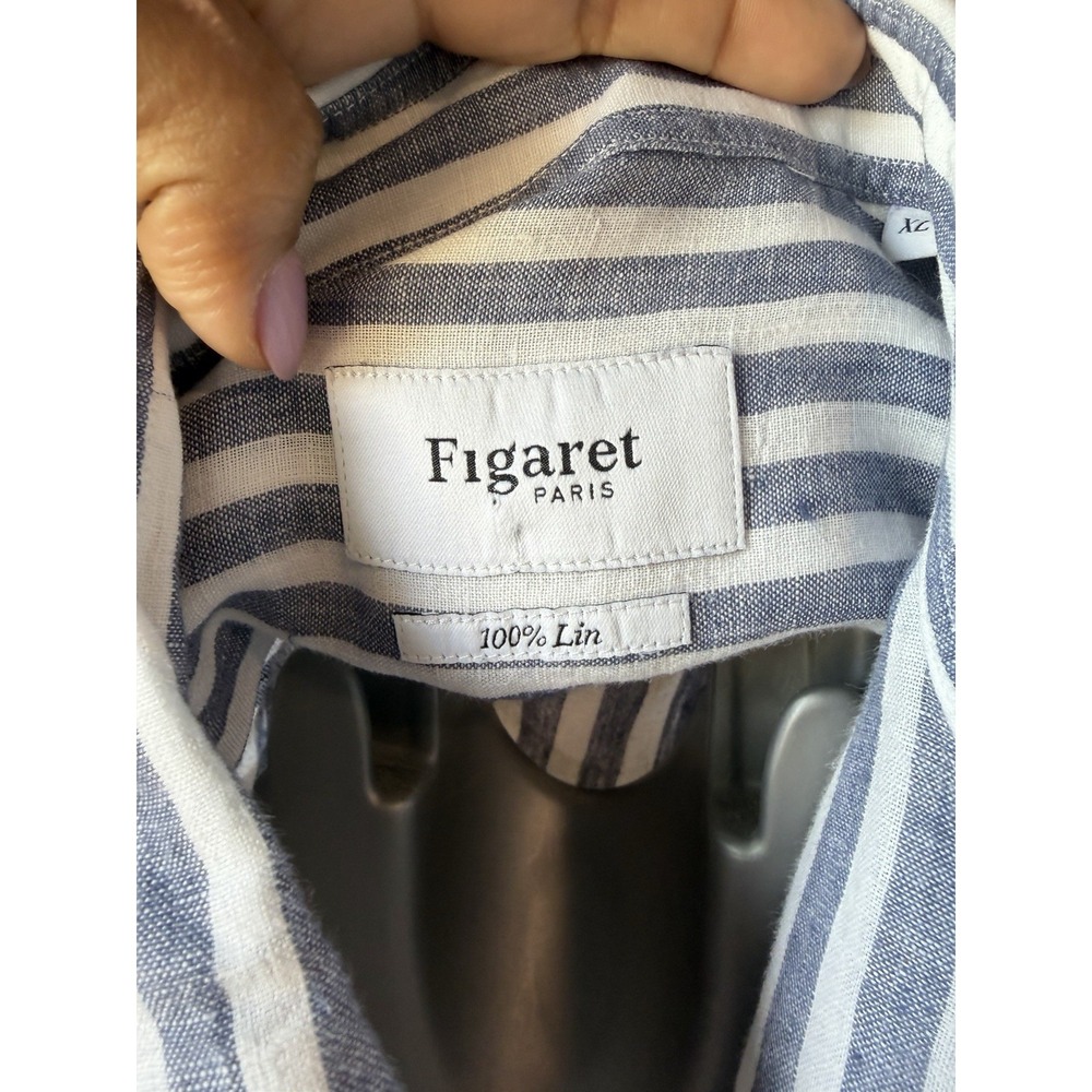 Women's XL Figaret Striped Linen Shirt Quiet Luxury Grandma Core